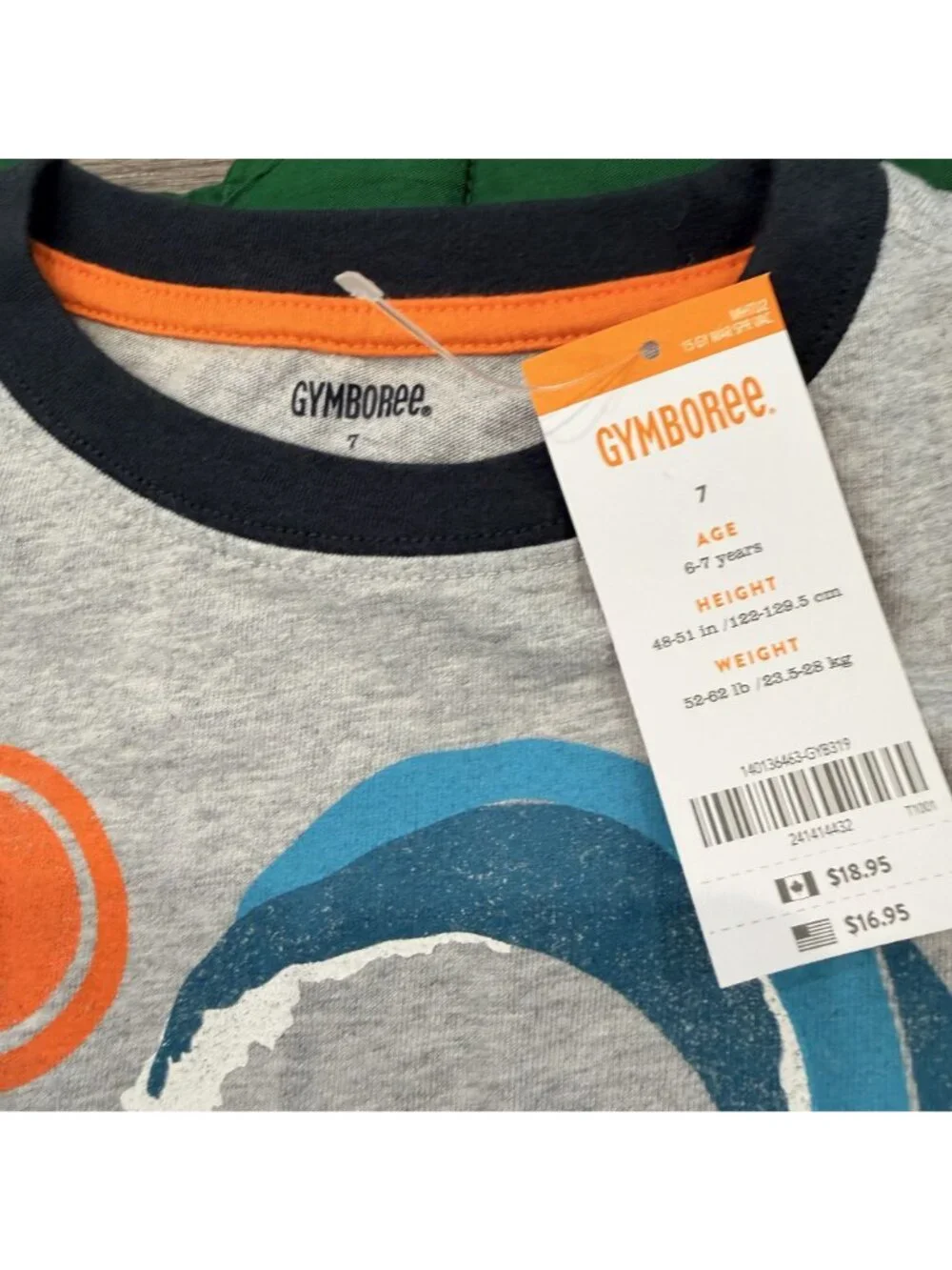 Gymboree Boys 7 Gray Surfer Wave Short Sleeve Graphic Tee T-shirt